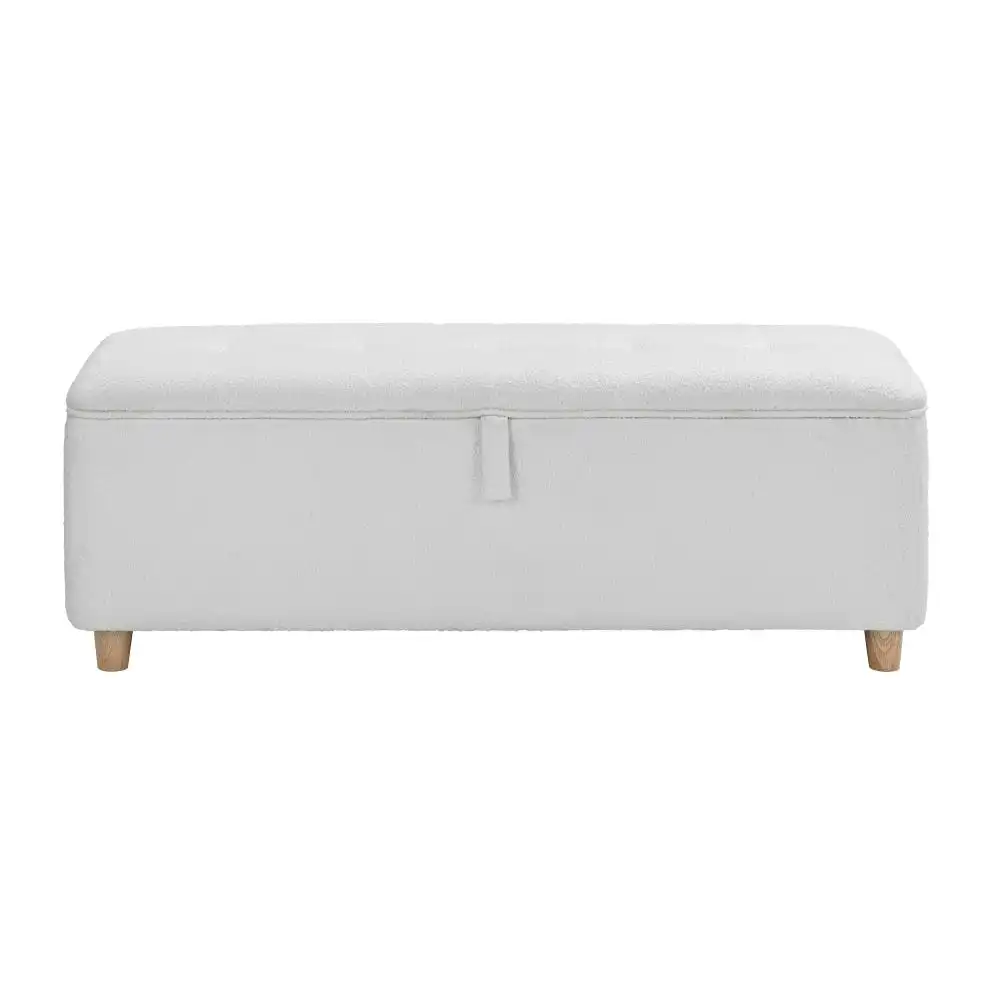 Design Square Nars Fabric Storage Ottoman Sofa Bench Foot Rest Sool Boucle White