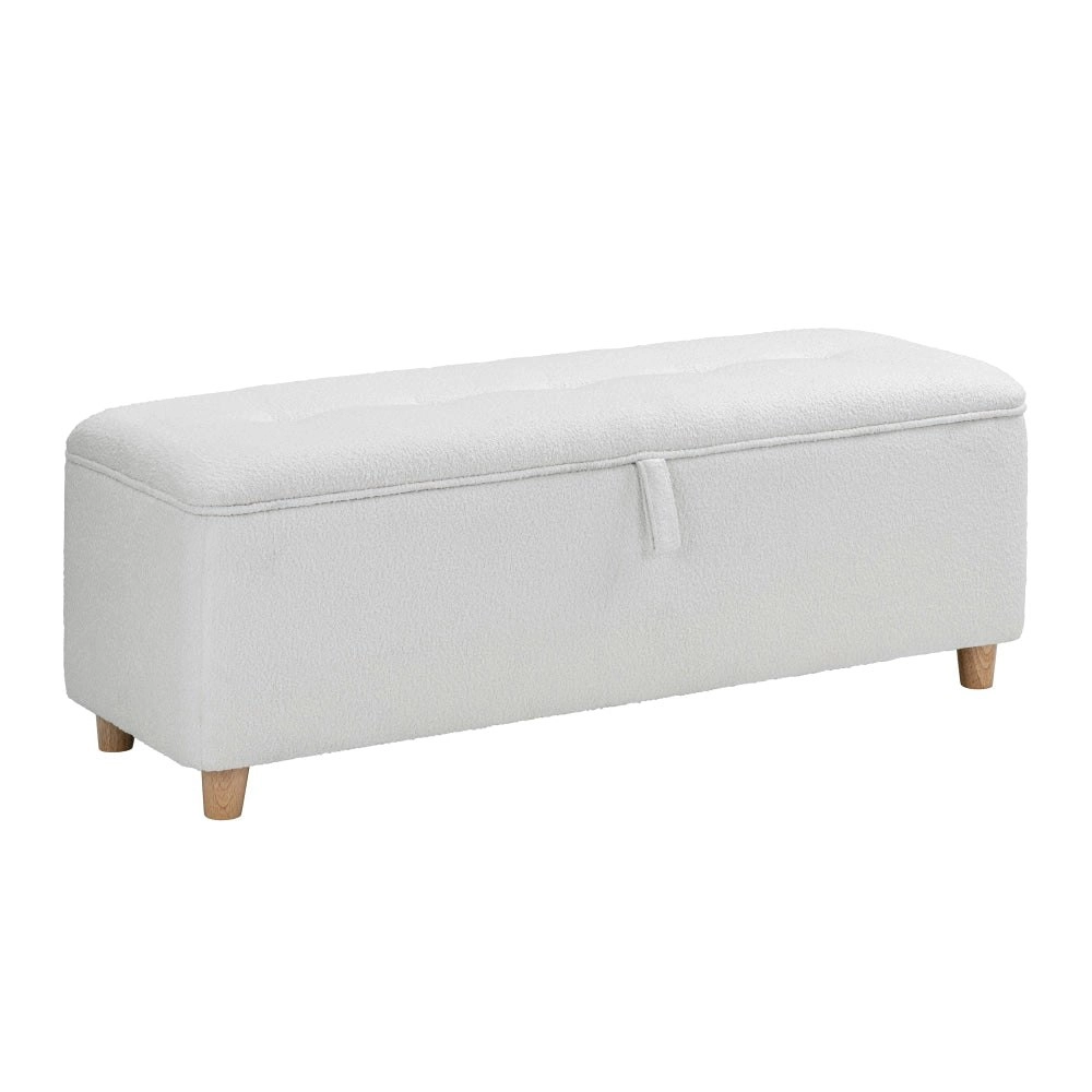 Design Square Nars Fabric Storage Ottoman Sofa Bench Foot Rest Sool Boucle White