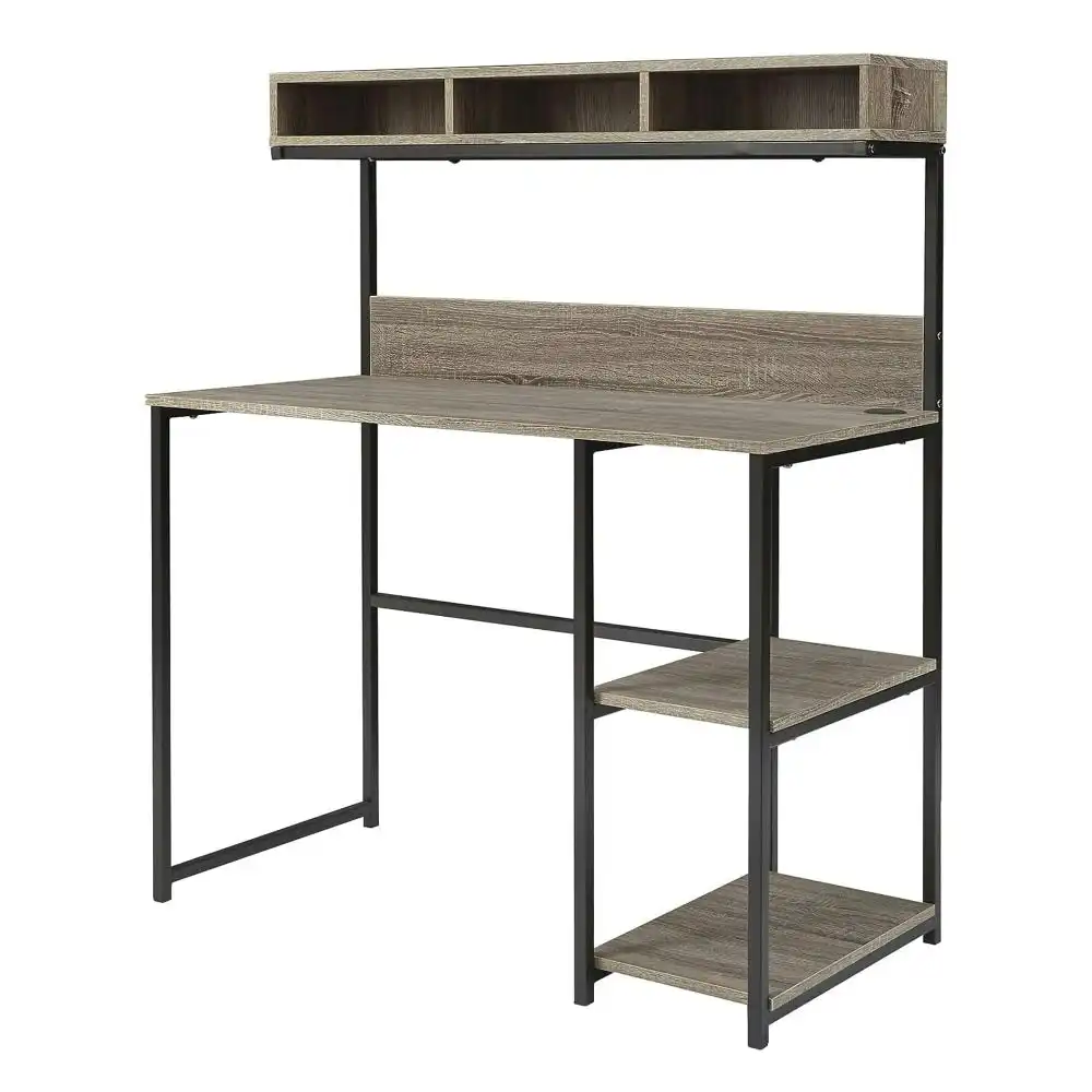 Maestro Furniture Fai Industrial Computer Home Office Study Desk W/ Hutch - Brown