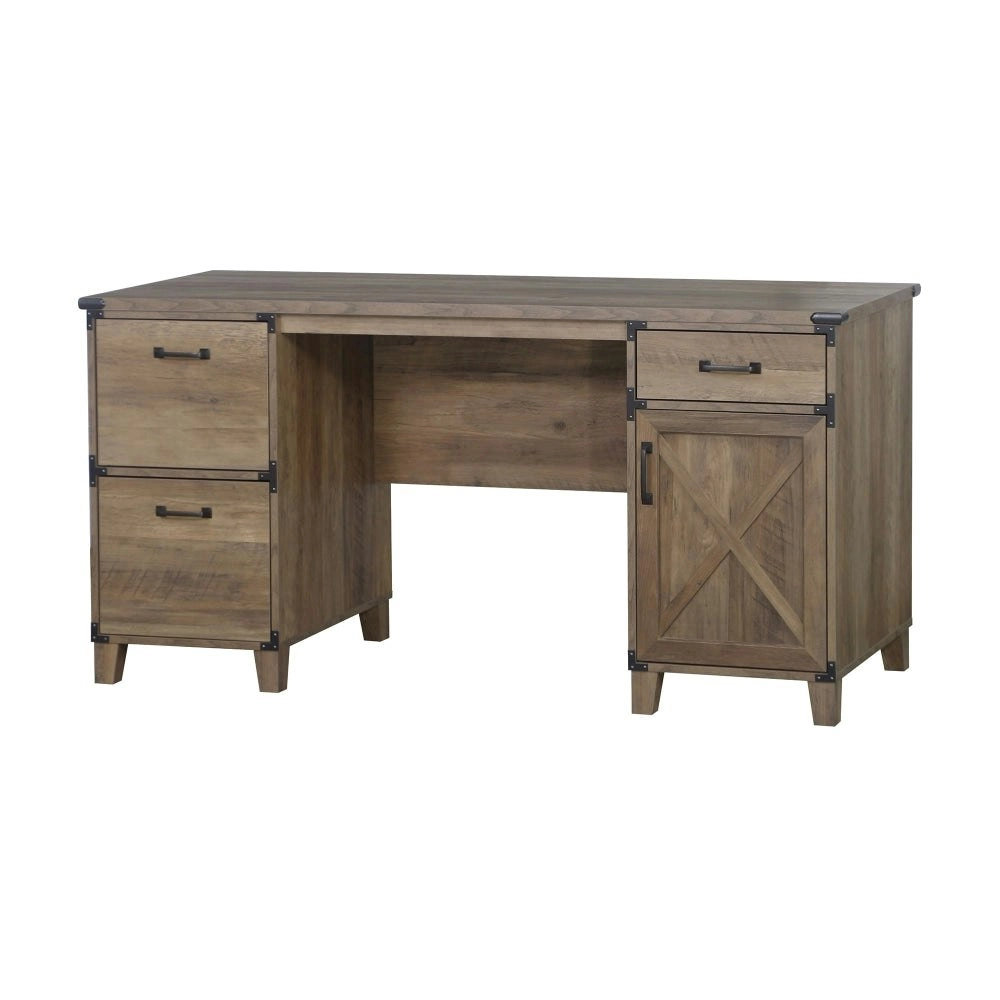 Maestro Furniture Cairo Executive Straight Corner Computer Study Home Office Desk  - Rustic Oak