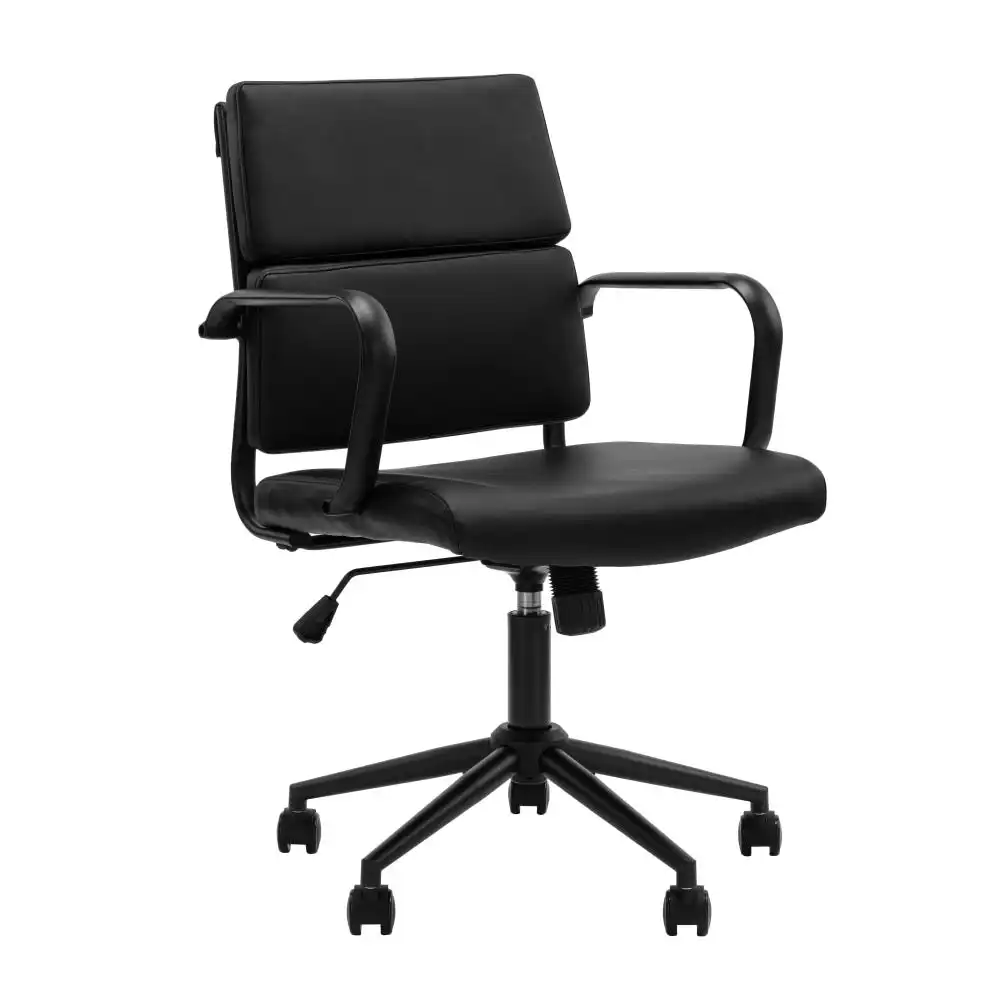 Brody PU Leather  Office Computer Task Desk Chair Low Back Arm Rests Black