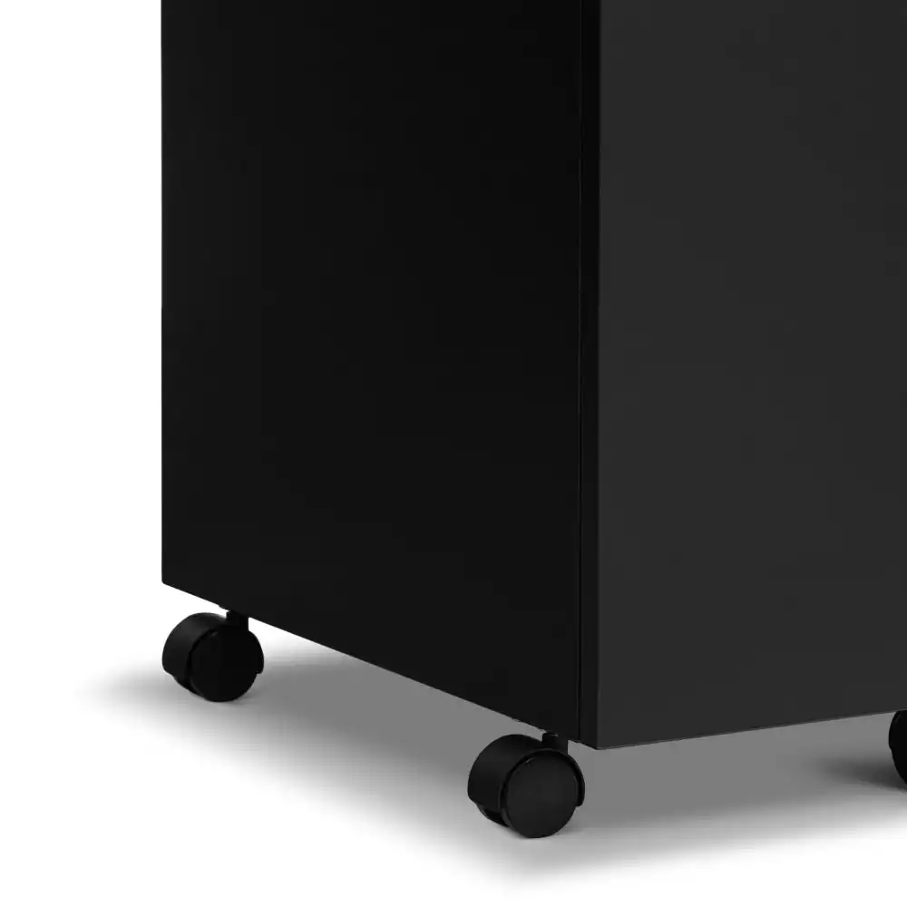Design Square Marias Mobile Pedestal Filing Cabinet Storage Cabinet W/ 3-Drawers - Black