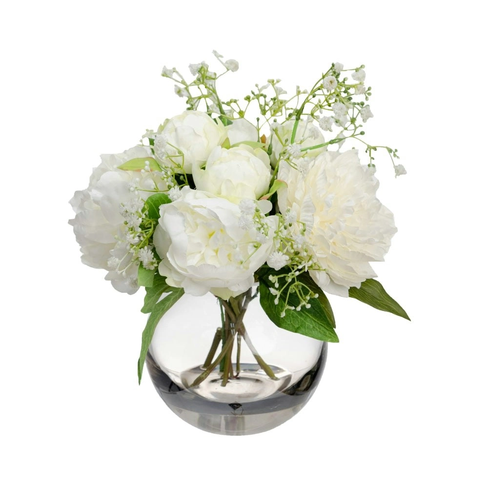 Glamorous Fusion Peony Mixed Artificial Faux Plant Flower Decorative 34cm In Fish Bowl