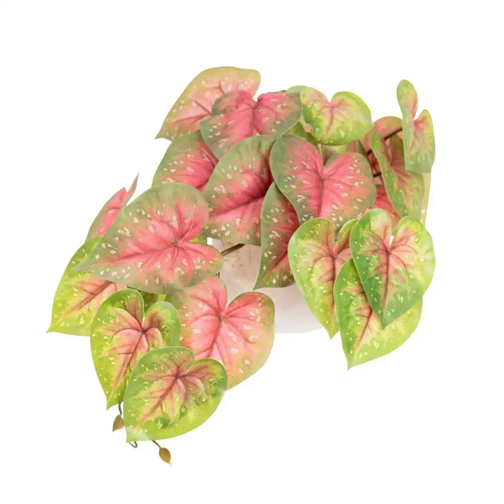 Glamorous Fusion Red Caladium Bush 46cm Artificial Faux Plant Decorative In Pot