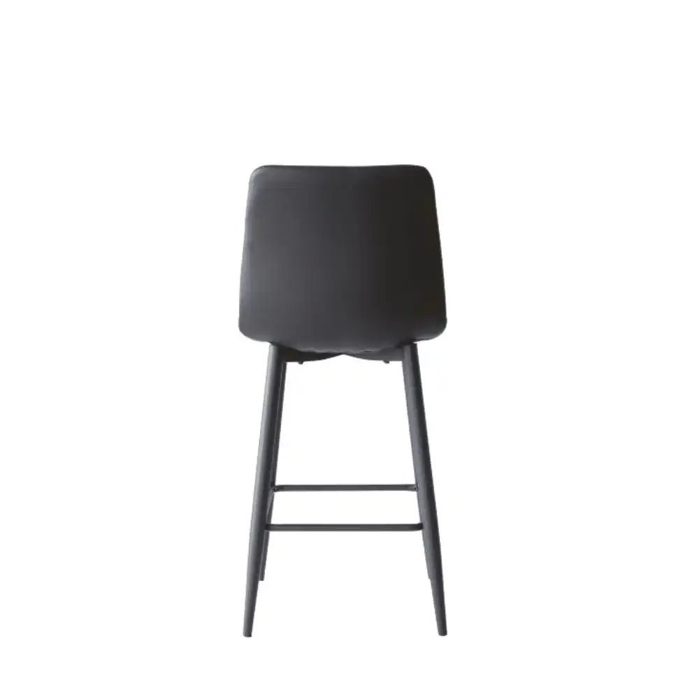 Set Of 2 Reese Modern Eco Leather Kitchen Counter Bar Stool - Black
