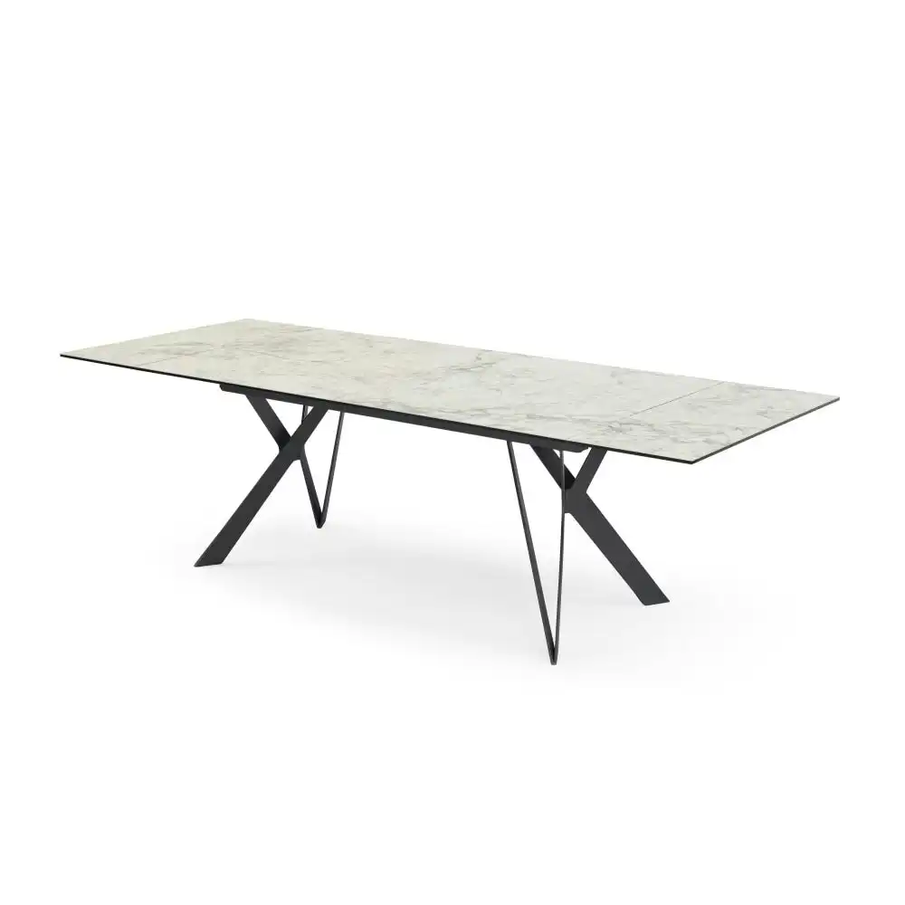 Raimon Furniture Miriam Rectangular Ceramic Extendable Kitchen Dining Table 200-280cm Metal Frame - Cloudy