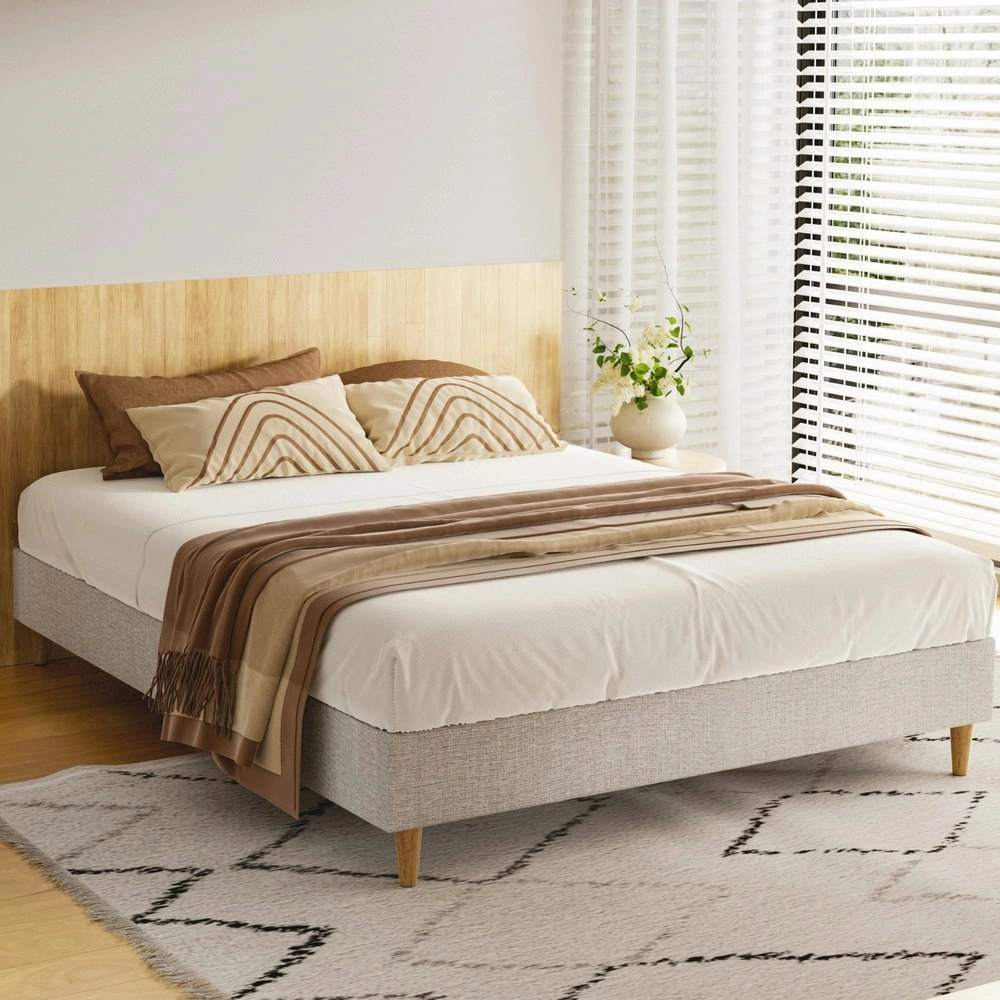 Artiss Bed Frame Queen Size Beige ZORA