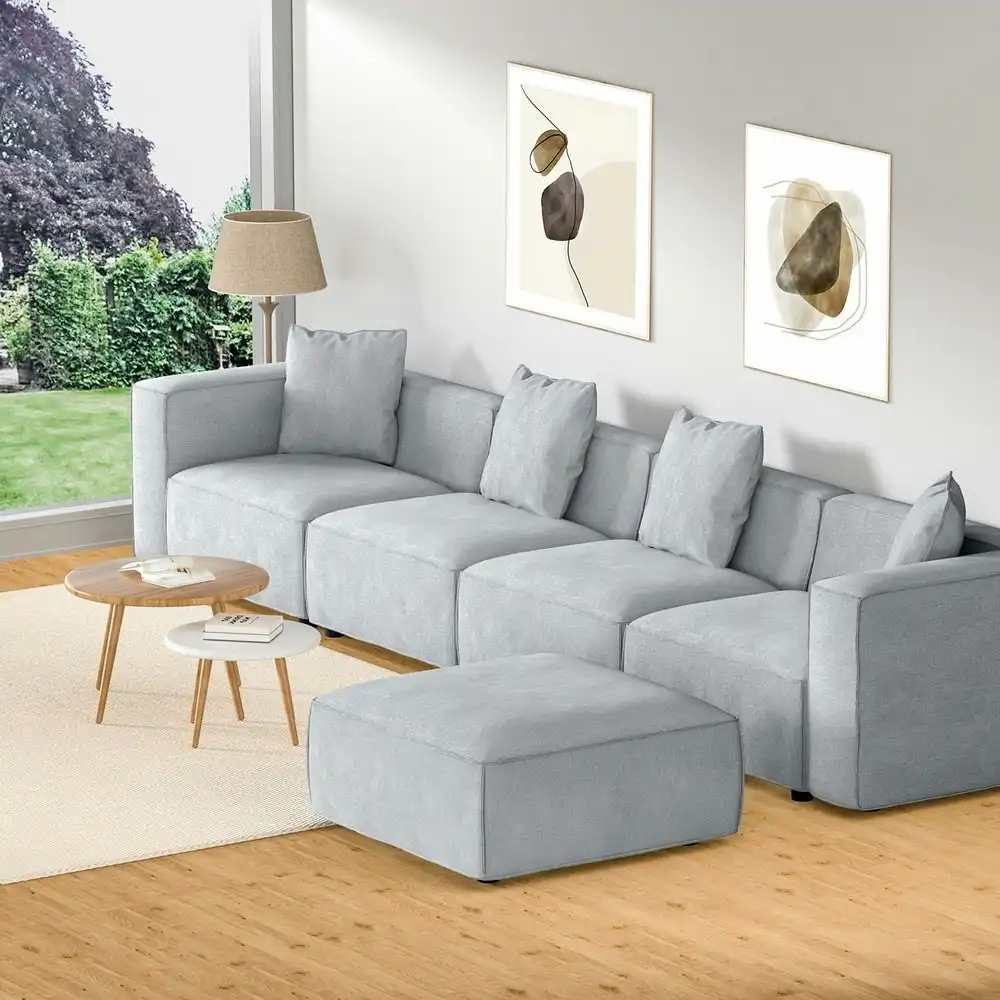 Artiss Modular Sofa Chaise Set 5-Seater Grey