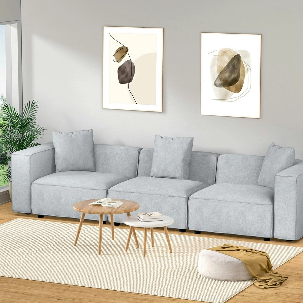 Artiss Modular Sofa Chaise Set 3-Seater Grey