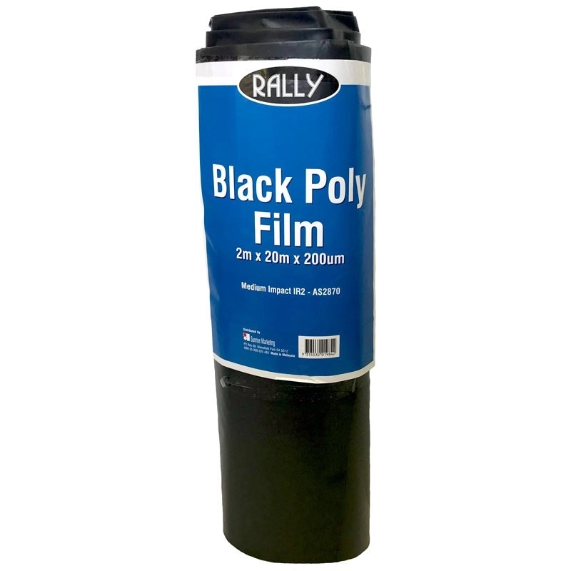 Poly Pre-Packed Builders Sheet 2m x 20m x 200UM Black IR2 Medium Impact