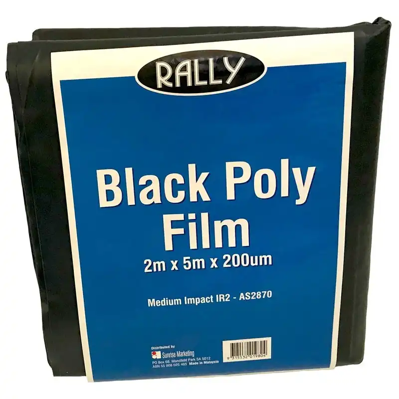 Poly Pre-Packed Builders Sheet 2m x 5m x 200UM Black IR2 Medium Impact