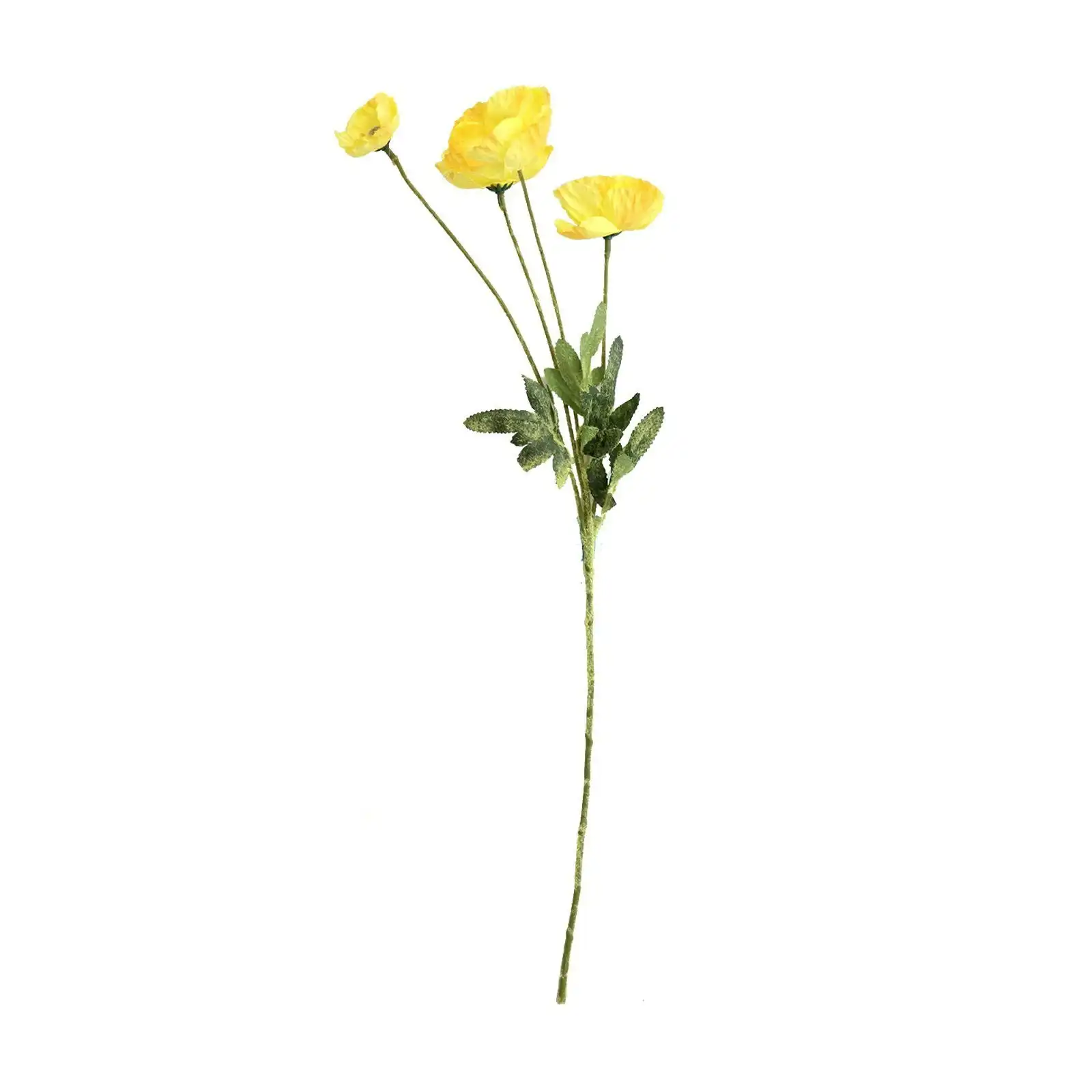 Artificial Yellow Poppy Flowers Stem 55cm