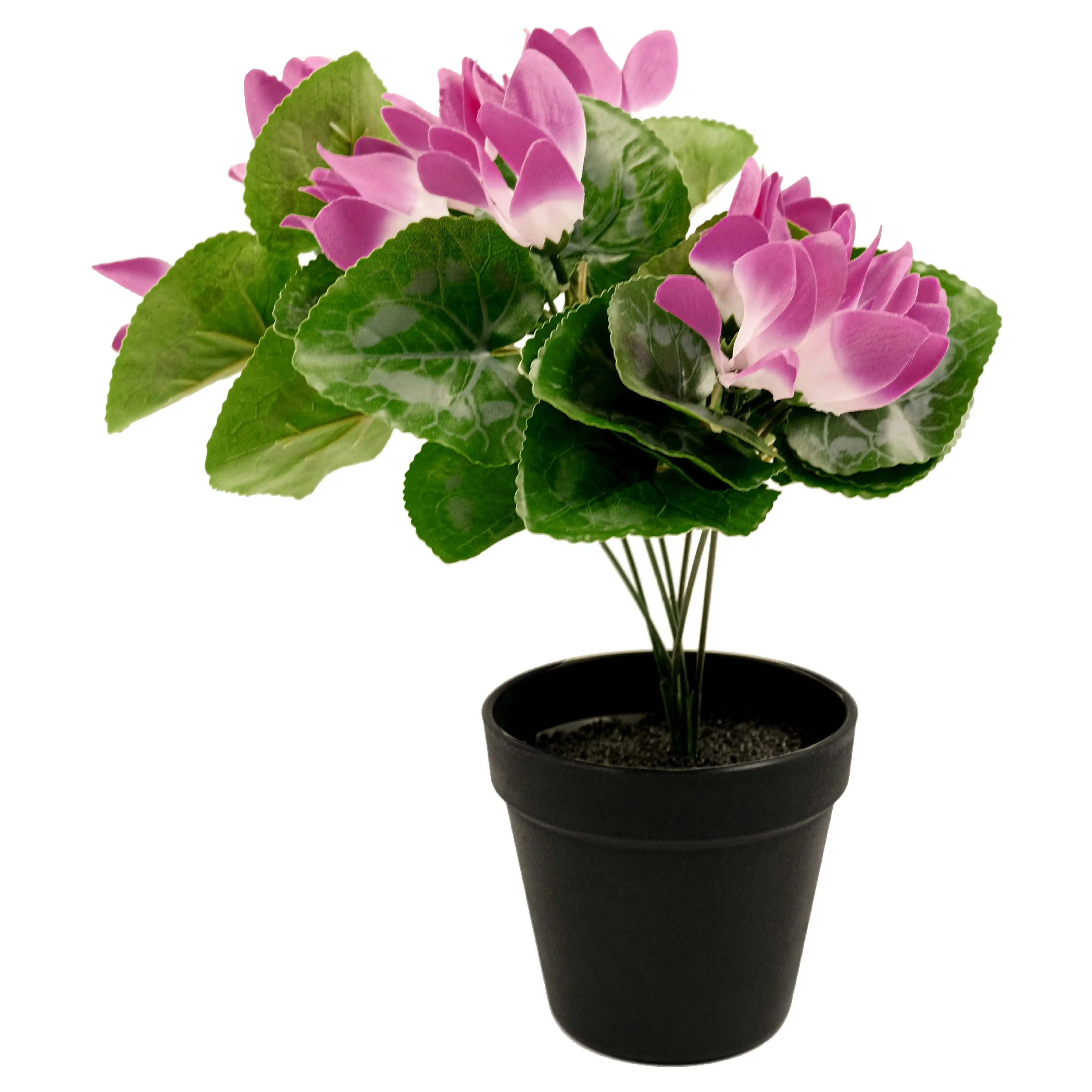 Artificial Cyclamen Lilac Flowers Plant in black pot 40cm