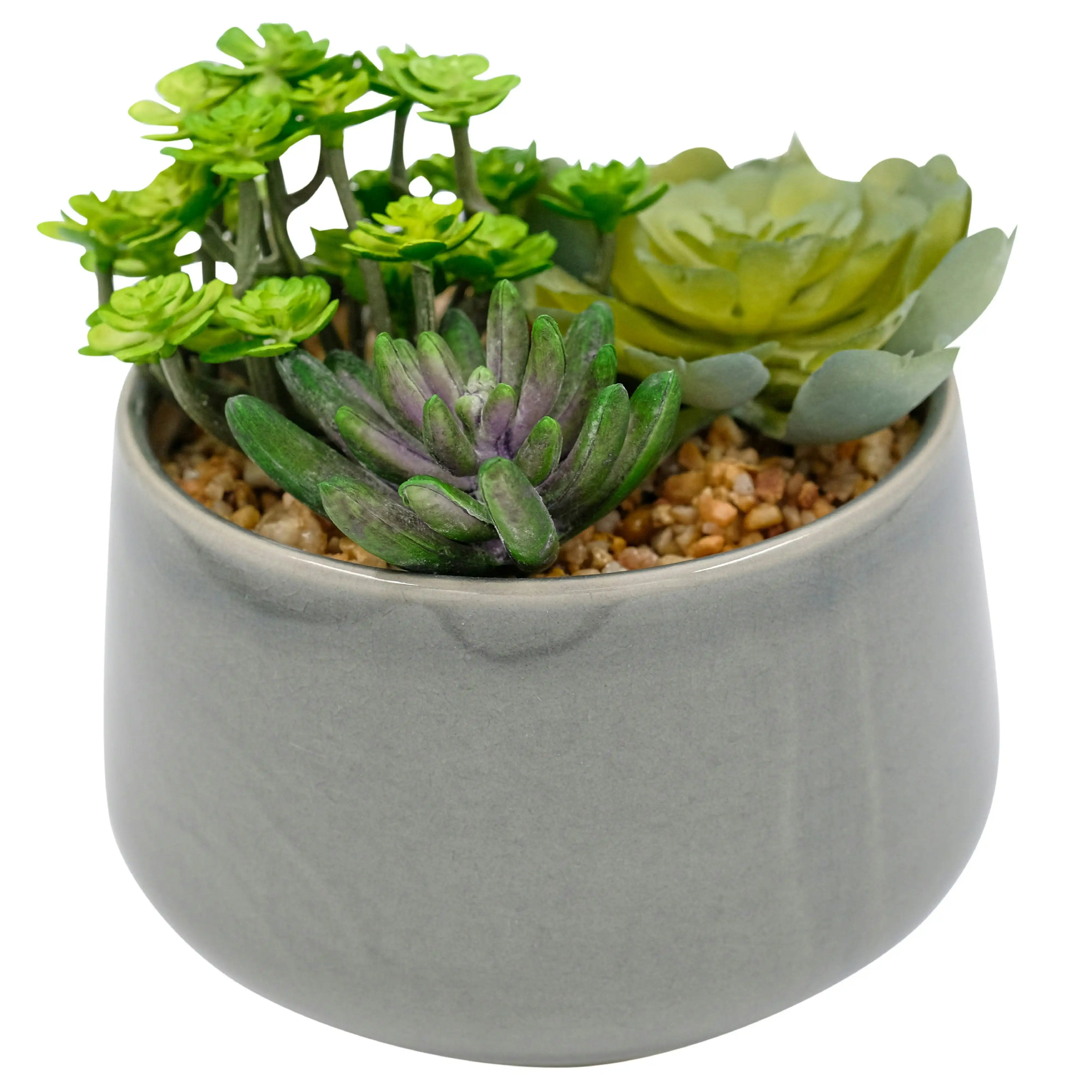 Artificial Succulent - Trio in Grey Pot 17cm