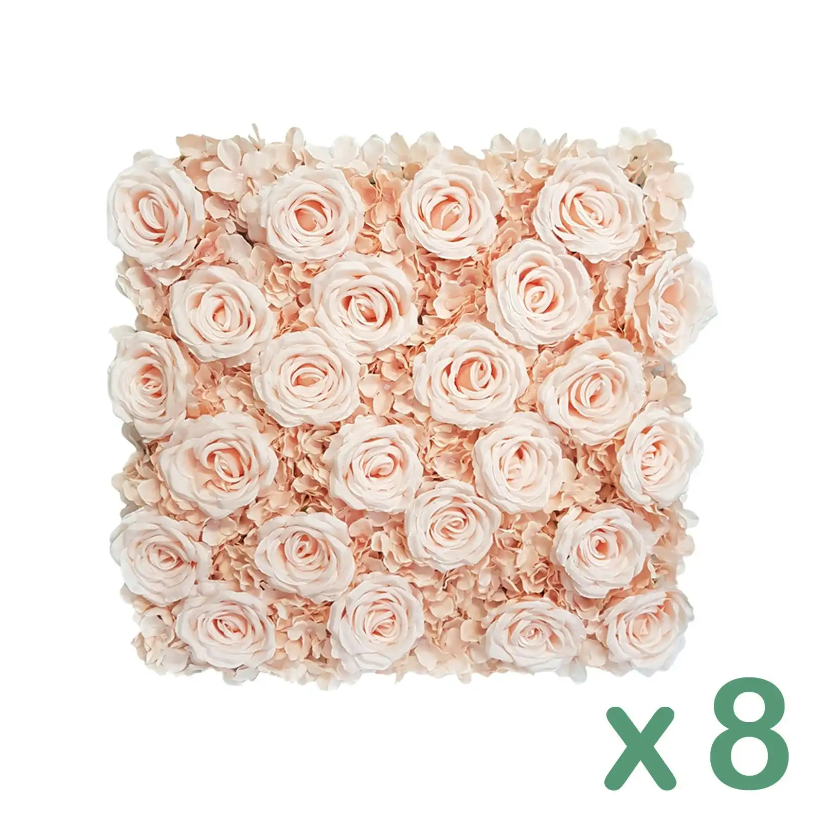 Carton of 8 - Artificial Flower Hedges - Peach 50cm x 50cm