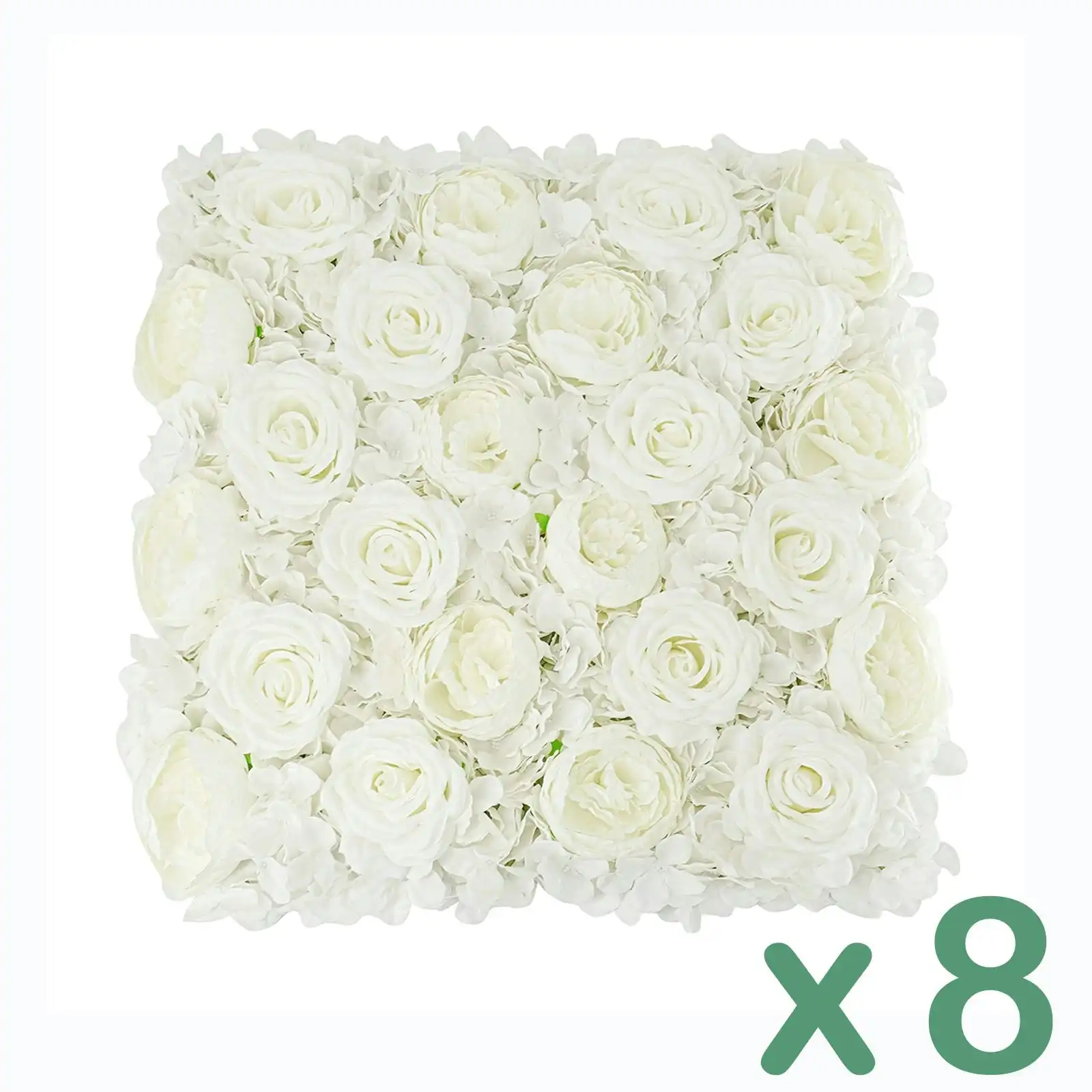 Carton of 8 - Artificial Ivory Flower Hedges - White 50cm x 50cm
