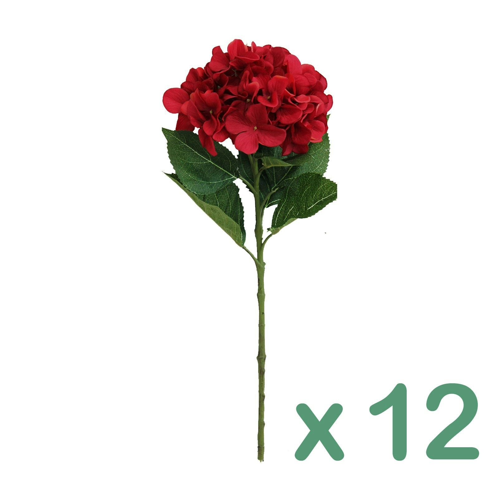 12 Stems of  Artificial Stems Hydrangea Flowers RED 55cm