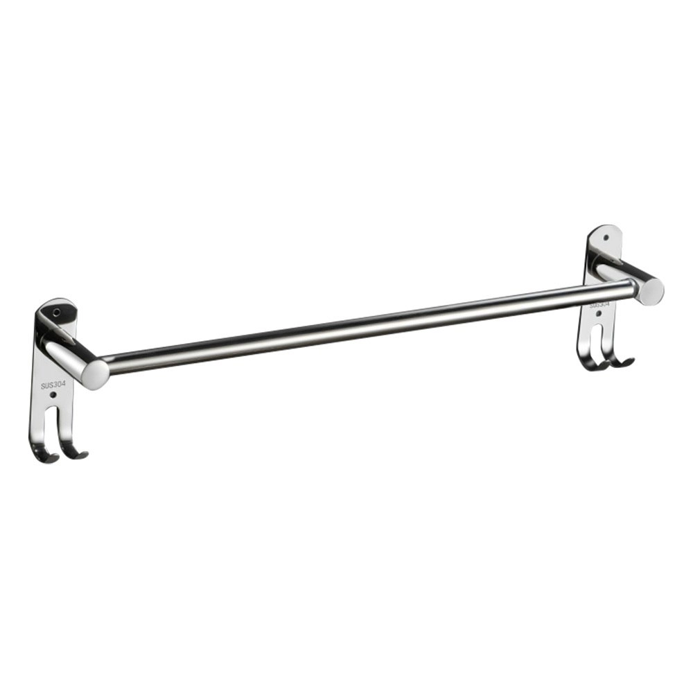 Viviendo Stylish Stainless Steel Adjustable Bathroom Towel Rack Rail Holder with Hooks â€“ One Tier