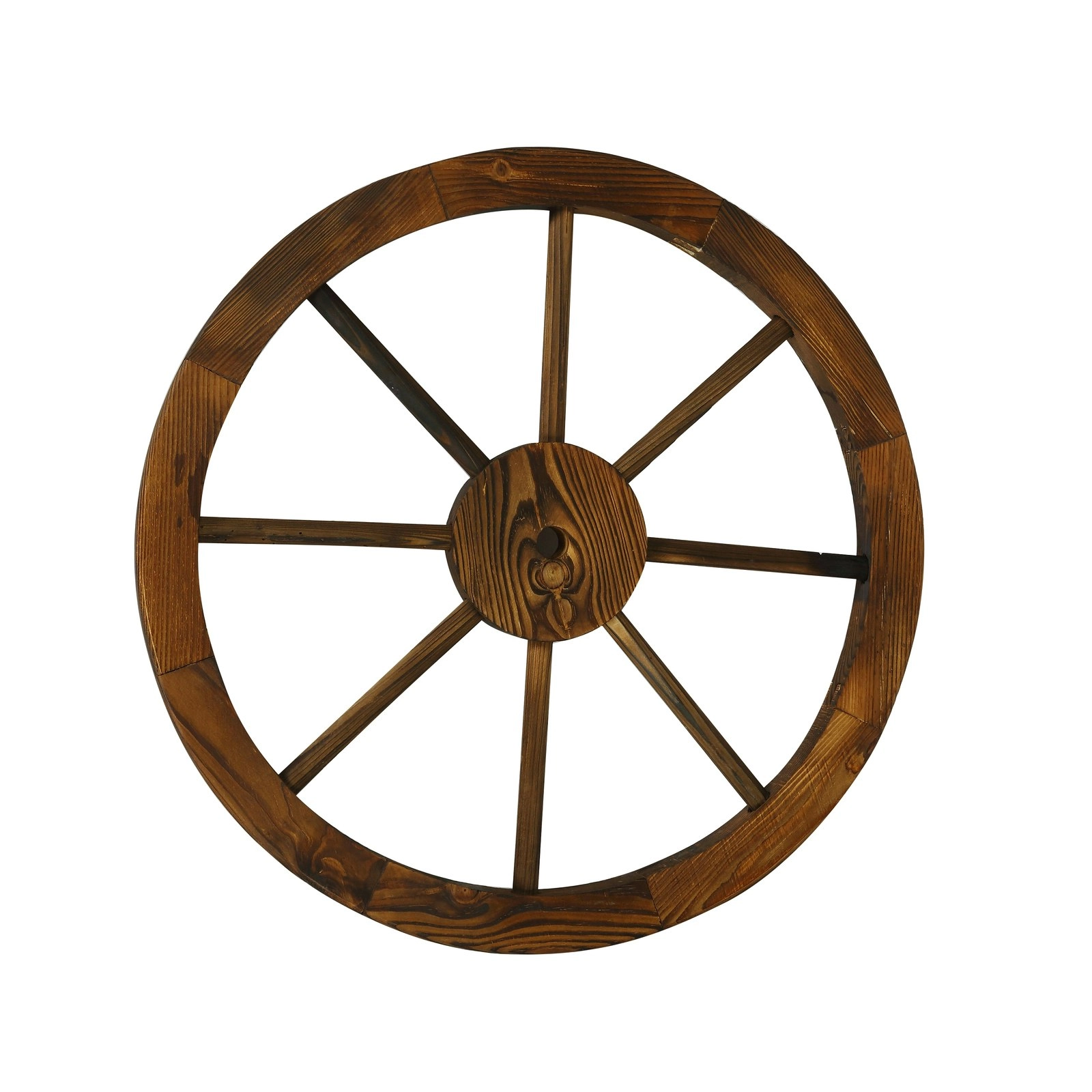 HortifKRAFT Wooden Wagon Wheel Garden Decor Large Rustic Outdoor Ornaments