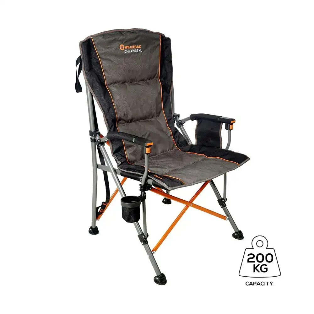 Cheynes Deluxe Solid Arm Chair XL with High Back, Fully Cushioned & Self-Levelling Feet for Camping & Events (Folding Chair + Carry Bag)