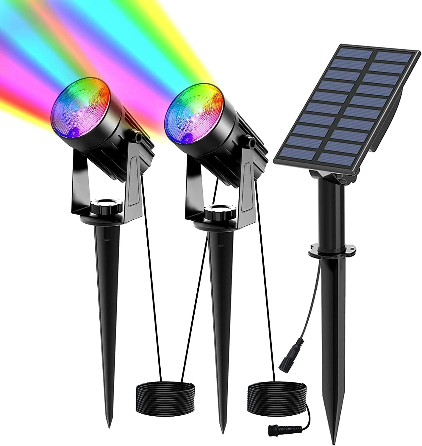 2-in-1 Solar Spotlight Colour Changing Landscape Lights, IP65 Waterproof Garden Spot Lights Security Wall Lighting Lawn Patio Yard