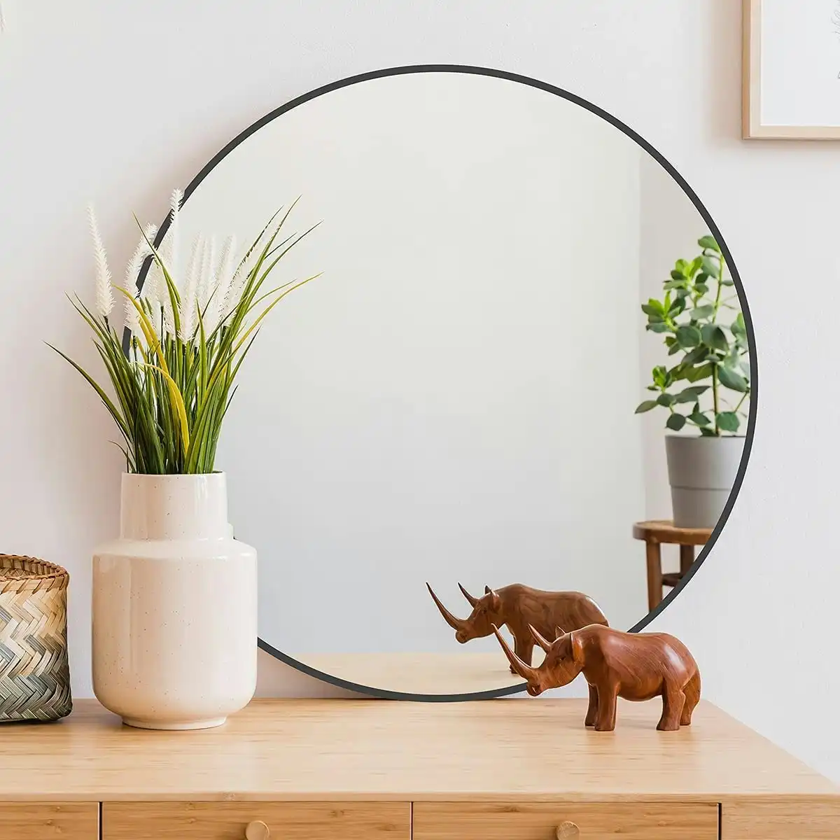 Round Wall Mirror, 50 cm (Black)