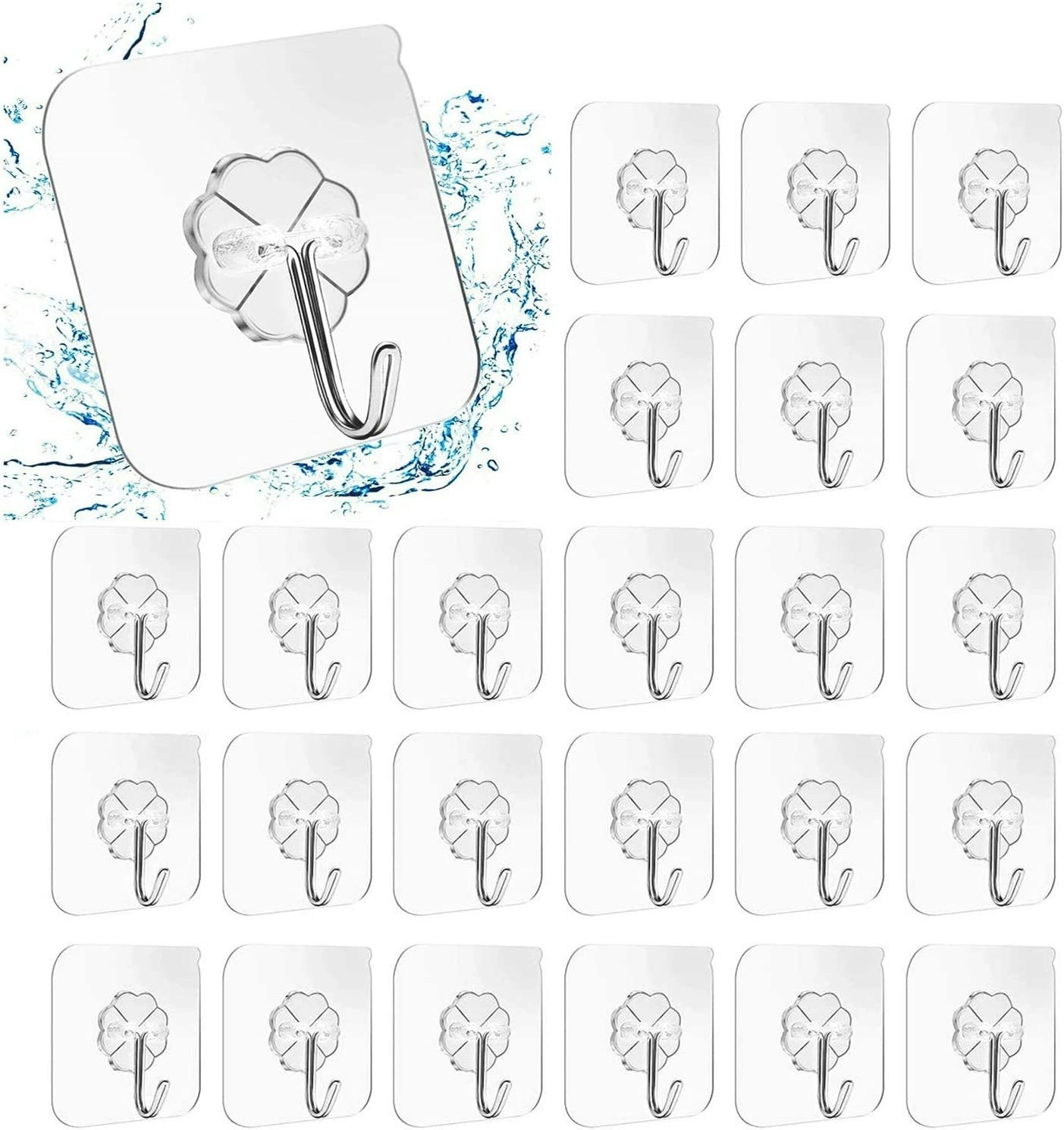 24 Packs Heavy Duty Adhesive Hooks Kitchen Wall Hooks