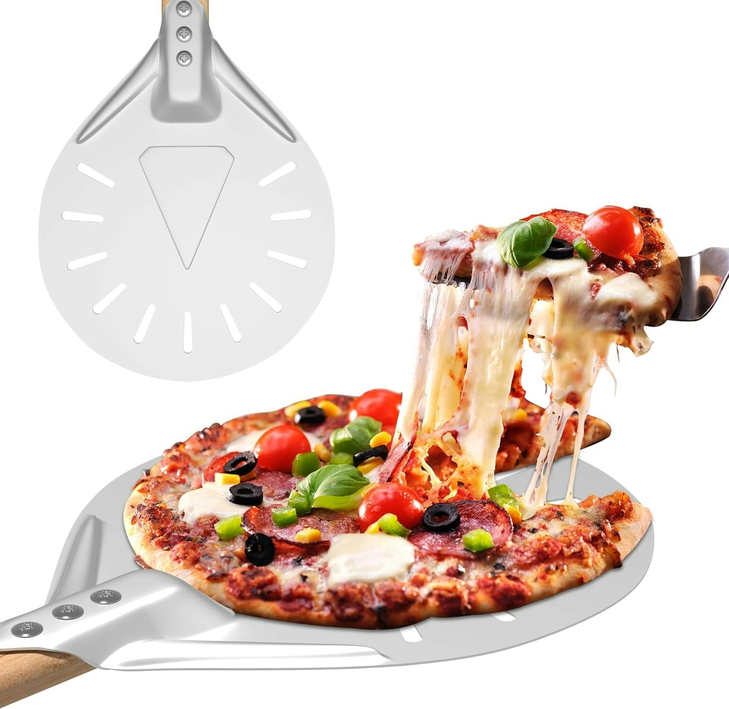 Pizza Peel Professional Durable Non-Slip, Aluminum