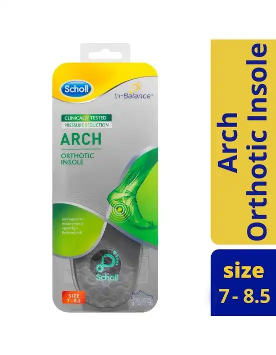 Scholl In-Balance Arch Orthotic Insole Medium Size 7- 8.5 1 Pair