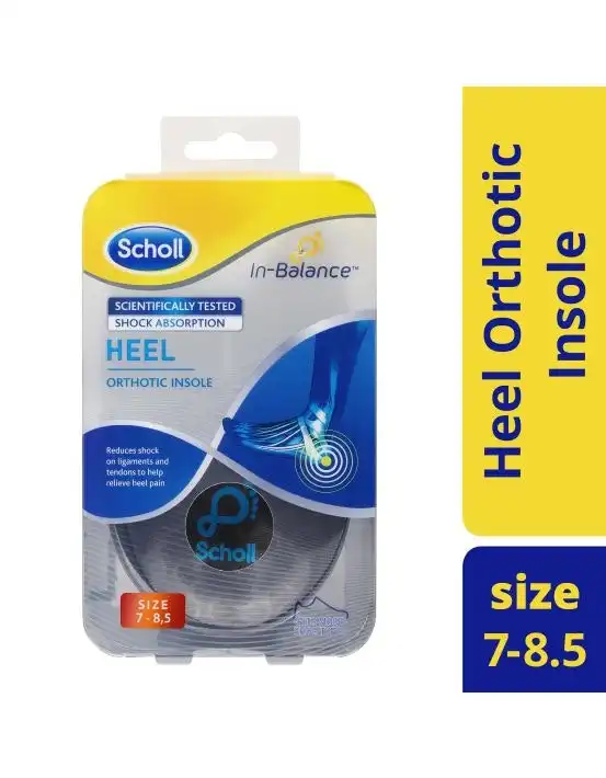 Scholl In-Balance Heel Orthotic Insole Medium Size 7 - 8.5 1 Pair