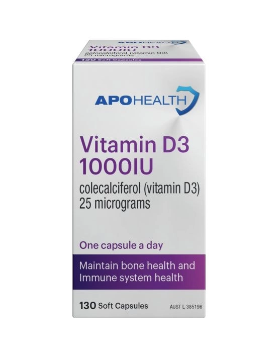 Apohealth Vitamin D3 1000IU 130 Capsules