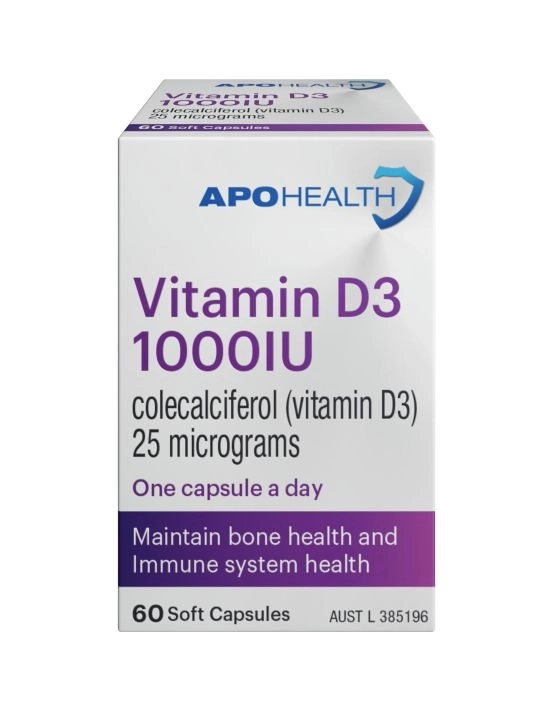 Apohealth Vitamin D3 1000IU 60 Capsules