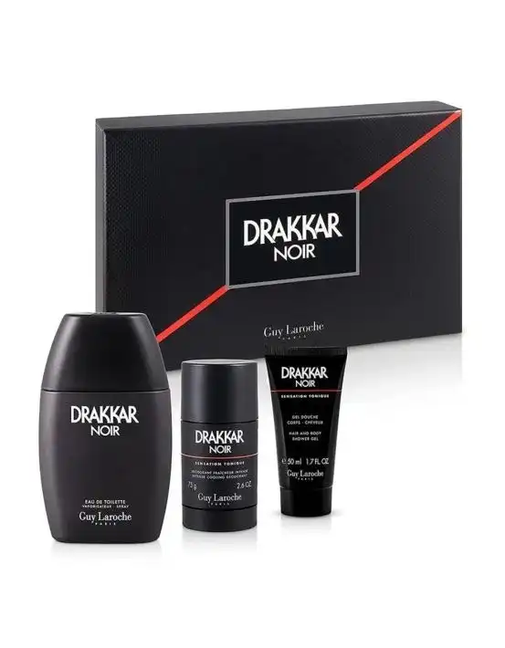 Guy Laroche Drakkar Noir Eau De Toilette 100ml 3 Piece Gift Set