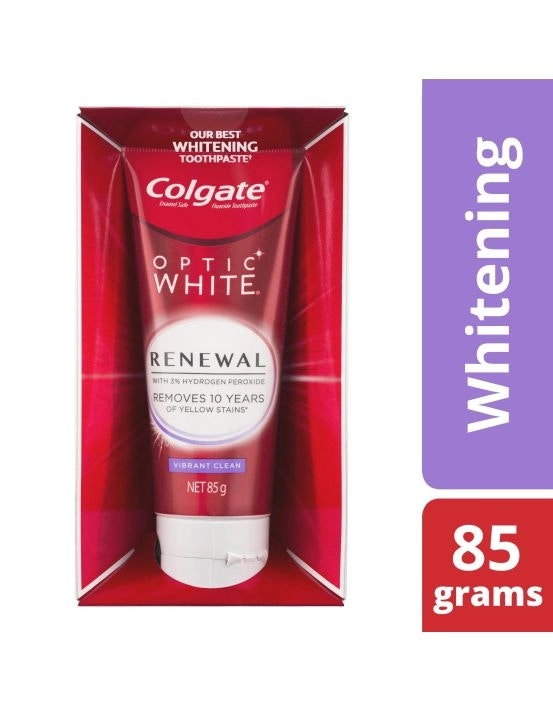 Colgate Optic White Renewal Teeth Whitening Toothpaste Vibrant Clean With Hydrogen Peroxide 85g