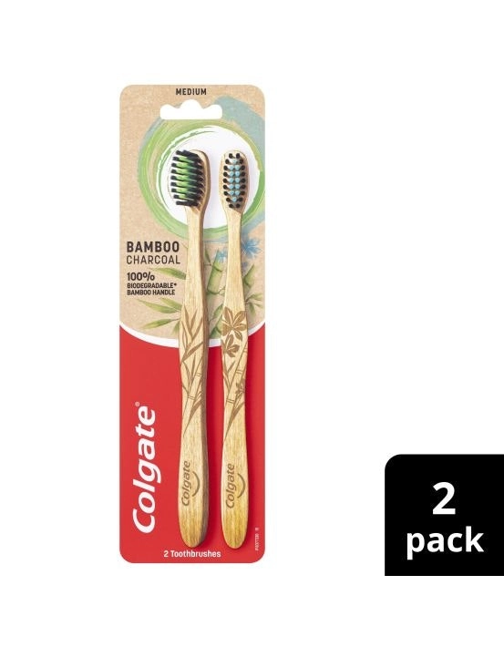 Colgate Bamboo Charcoal Toothbrush Medium 2 Pack