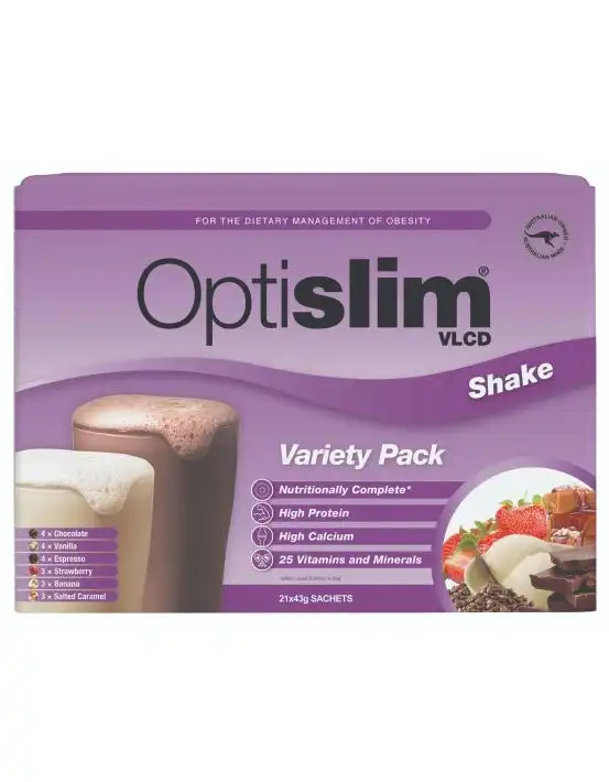 OptiSlim VLCD Meal Replacement Shake Variety Pack 21x43g Sachets