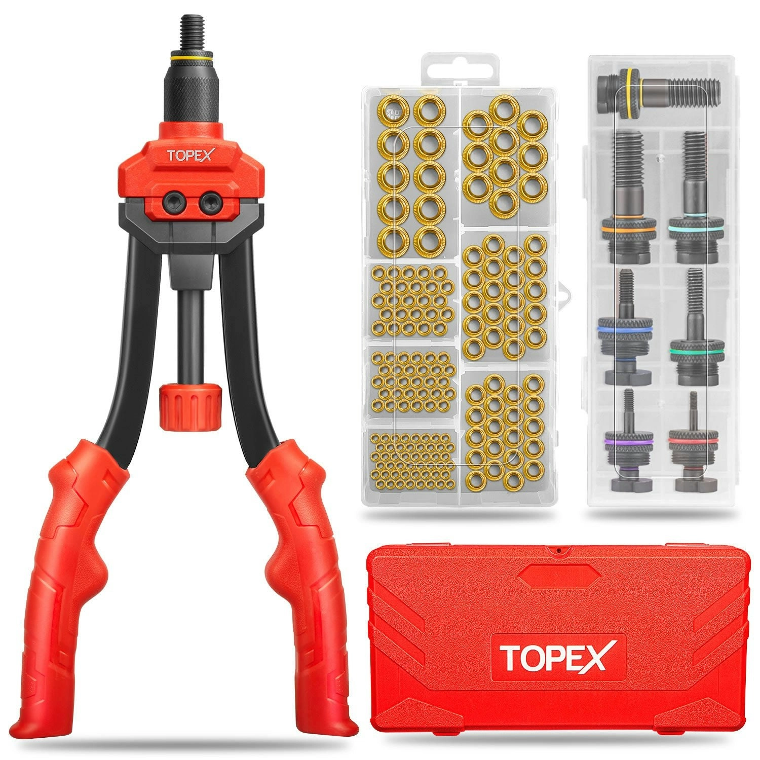 Topex 160PCS Heavy Duty Nut Rivet Riveter Rivnut Nutsert Gun Riveting Kit Thread M3-12