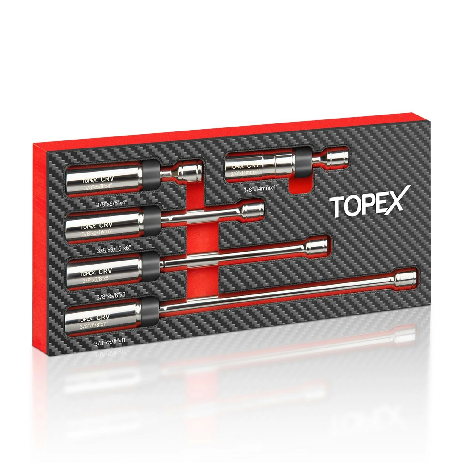 Topex 5-PIECE Swivel Spark Plug Socket Set 3/8″ Drive Extra Long