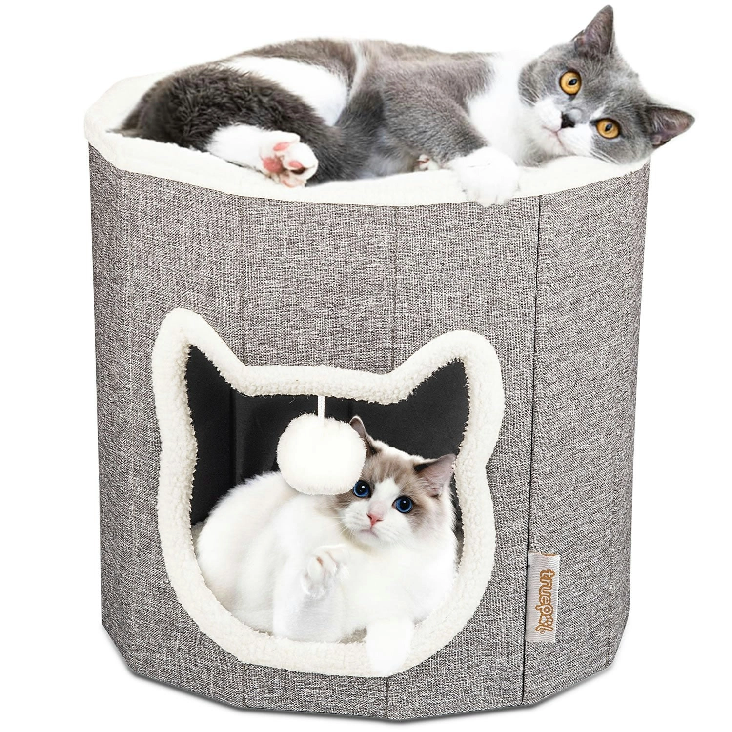 truepal Foldable Cat House Cat Cave Calming Cat Bed for Indoor Cats Washable Cat Condo with Hanging Toy Anti-tip Reinforced Design Suitable for Cats & Kittens