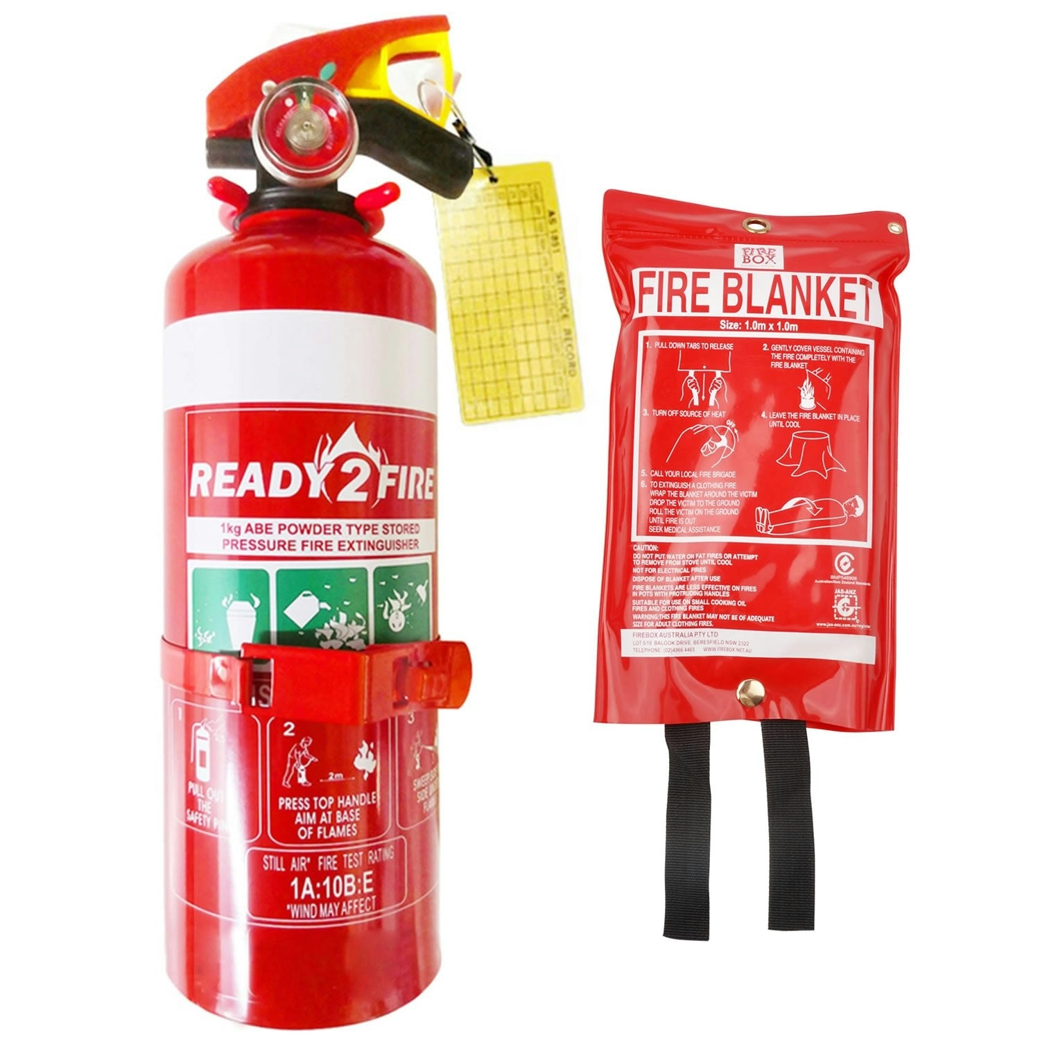 Ready2Fire Fire Extinguisher with Fire Blanket 1.0m x 1.0m