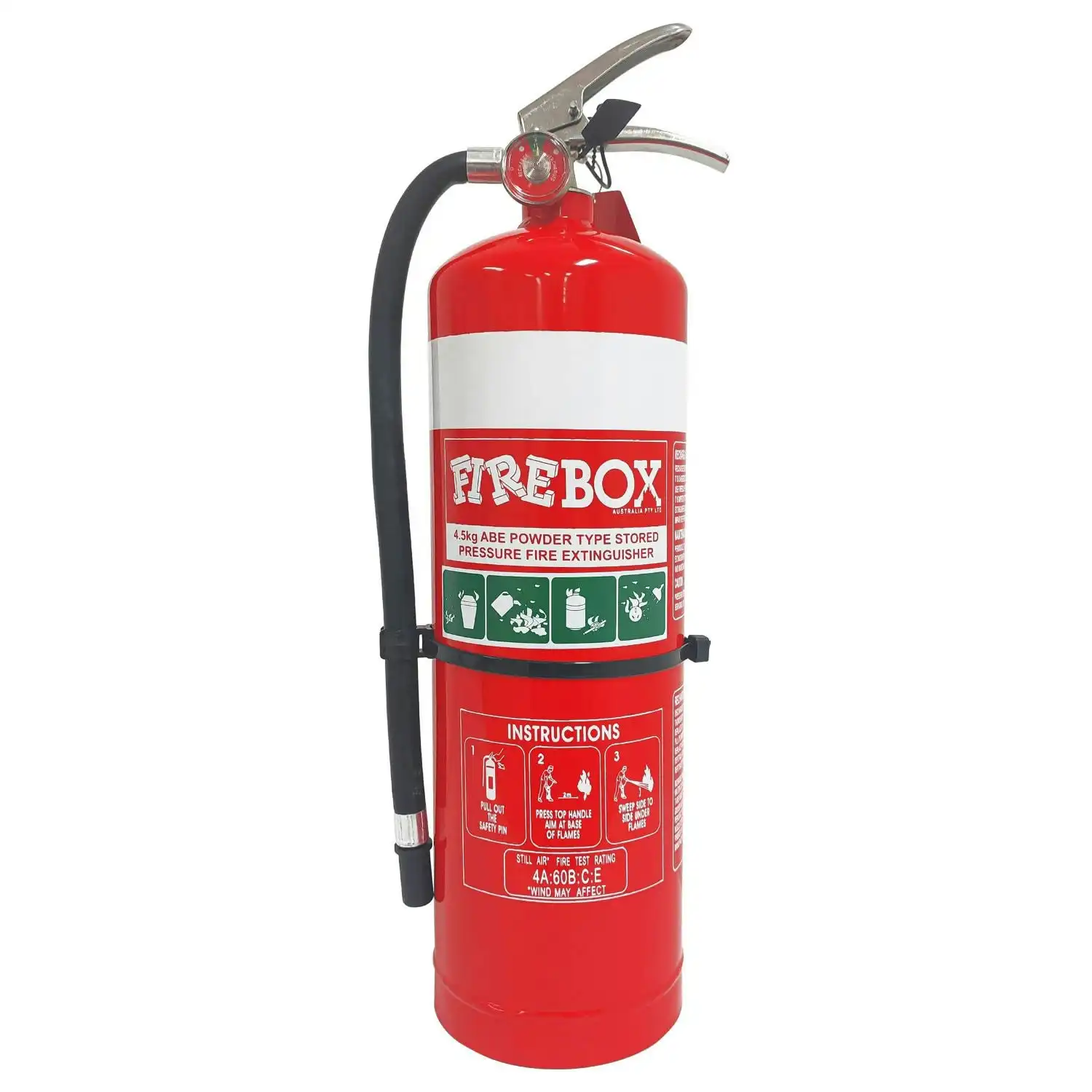 FIREBOX 4.5KG High Pressure Dry Powder Fire Extinguisher with Vehicle and Wall Bracket