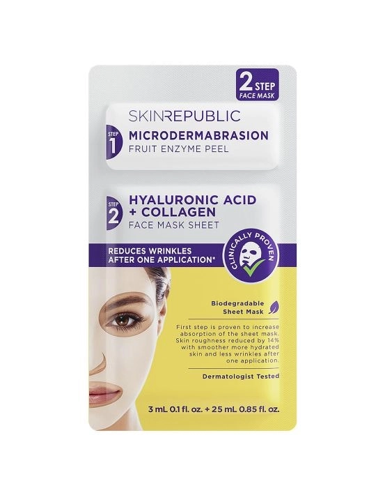 Skin Republic 2 Step Hyaluronic+Collagen Face Mask