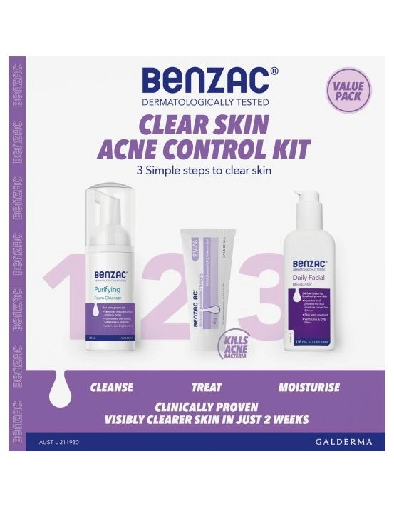 Benzac 3 Step Clear Skin Acne Kit 60g