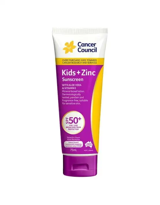 Cancer Council Kids + Zinc  SPF50+ Sunscreen 75ml