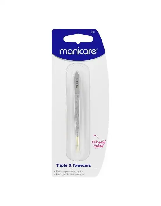 Manicare Triple X Tweezers, Gold Tipped