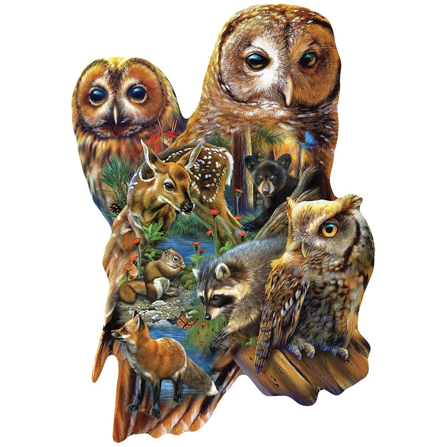 Forest Owls 1000 pc Shaped- Jigsaws