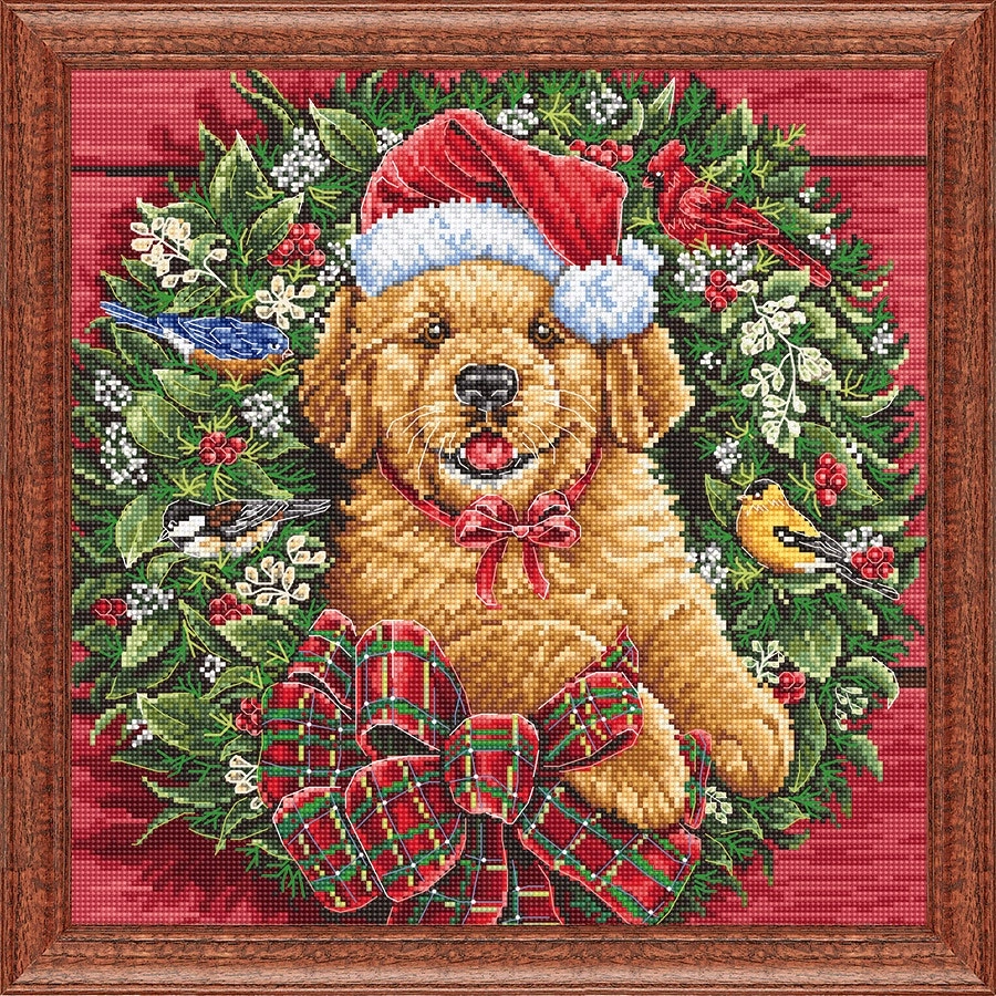 Christmas Puppy Cross Stitch- Needlework