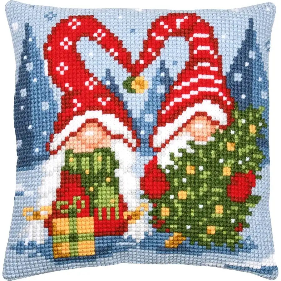 Christmas Gnomes Needlepoint Cushion