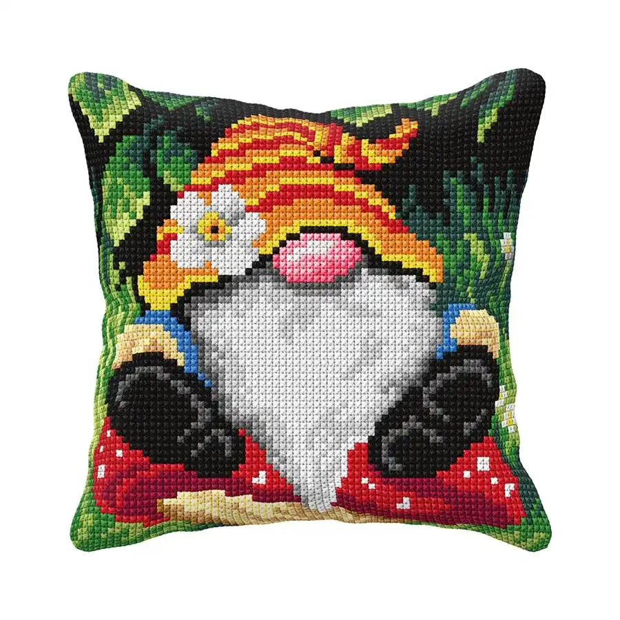 Gnome Needlepoint Cushion- Needlework