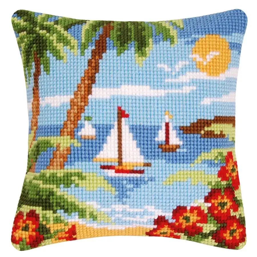 Yachts at Sea Needlepoint Cushion- Needlework